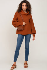 Rust Turtleneck Knit Sweater