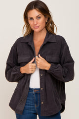 Charcoal Corduroy Front Pocket Maternity Shacket