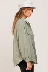 Sage Corduroy Front Pocket Shacket