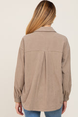 Taupe Corduroy Front Pocket Maternity Shacket