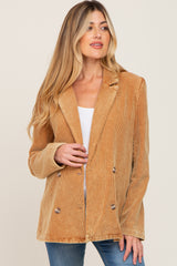 Camel Corduroy Double Breasted Maternity Blazer