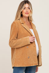 Camel Corduroy Double Breasted Maternity Blazer