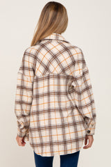 Taupe Plaid Maternity Shirt Jacket