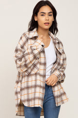 Taupe Plaid Maternity Shirt Jacket