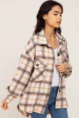 Taupe Plaid Shirt Jacket