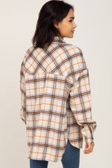 Taupe Plaid Shirt Jacket