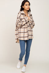 Taupe Plaid Shirt Jacket