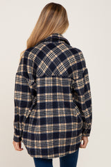 Navy Plaid Maternity Shirt Jacket