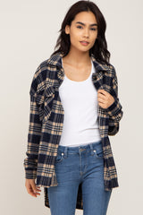 Navy Plaid Shirt Jacket