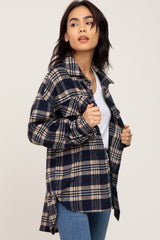 Navy Plaid Shirt Jacket