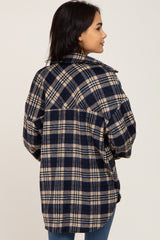 Navy Plaid Shirt Jacket