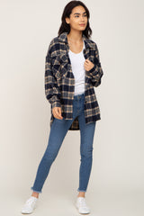 Navy Plaid Shirt Jacket