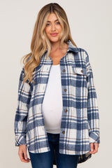 Blue Plaid Maternity Shirt Jacket