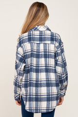 Blue Plaid Maternity Shirt Jacket