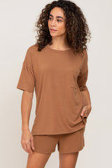 Camel Pocket Front Pajama Short Set