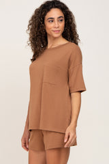 Camel Pocket Front Pajama Short Set