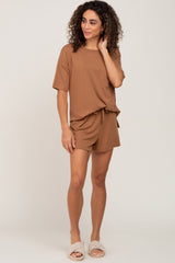 Camel Pocket Front Pajama Short Set