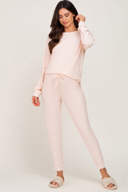 Light Pink Soft Knit Long Sleeve Maternity Set