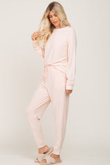 Light Pink Soft Knit Long Sleeve Set