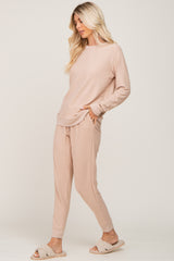 Cream Soft Knit Long Sleeve Set