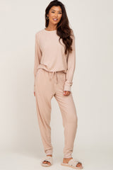 Cream Soft Knit Long Sleeve Set