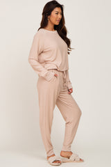 Cream Soft Knit Long Sleeve Set