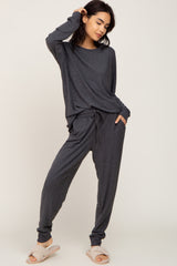 Charcoal Soft Knit Long Sleeve Set