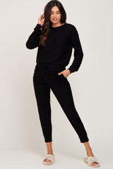 Black Soft Knit Long Sleeve Maternity Set