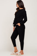 Black Soft Knit Long Sleeve Maternity Set