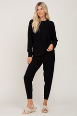 Black Soft Knit Long Sleeve Maternity Set