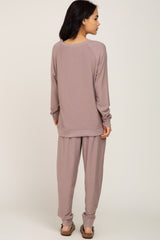 Taupe Soft Knit Long Sleeve Set