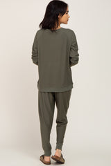 Olive Soft Knit Long Sleeve Set