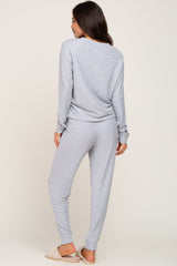 Heather Grey Soft Knit Long Sleeve Maternity Set