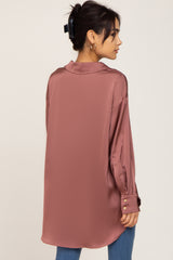 Mauve Satin Button Up Blouse