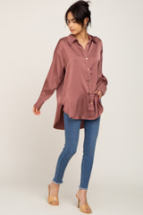 Mauve Satin Button Up Blouse