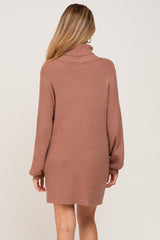 Mocha Turtleneck Maternity Sweater Dress