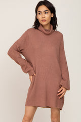 Mocha Turtleneck Maternity Sweater Dress