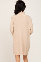 Beige Turtleneck Sweater Dress