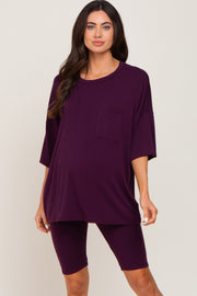 Plum Biker Short Maternity Sleep Set