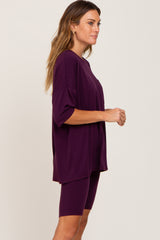 Plum Biker Short Sleep Set