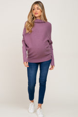 Mauve Funnel Neck Dolman Sleeve Maternity Sweater