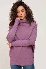 Mauve Funnel Neck Dolman Sleeve Maternity Sweater