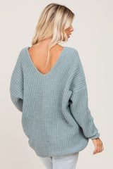 Mint Soft Knit V-Neck Sweater