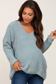 Mint Soft Knit V-Neck Maternity Sweater