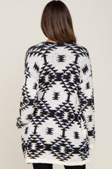 Cream Printed Chenille Knit Maternity Cardigan