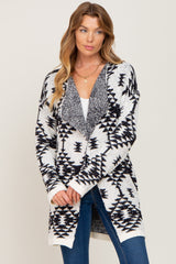 Cream Printed Chenille Knit Cardigan