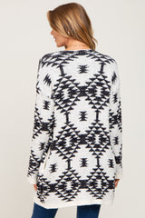 Cream Printed Chenille Knit Cardigan