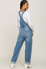 Blue Denim Cuffed Overalls