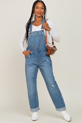 Blue Denim Cuffed Overalls