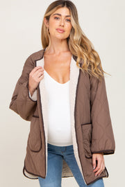 Mocha Reversible Sherpa Maternity Jacket